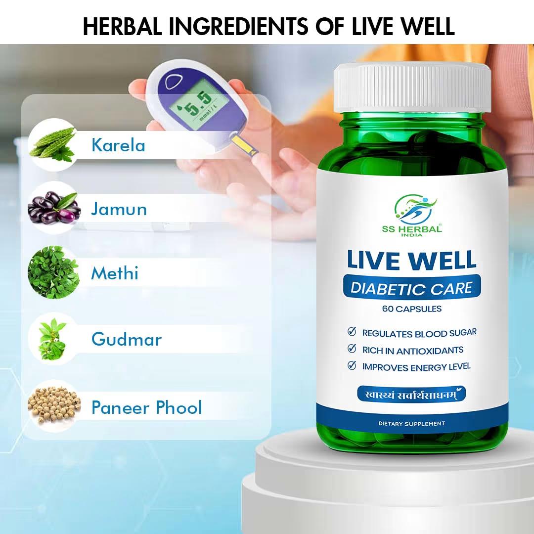 SS Herbal Live Well Diabetic Care | Controls Blood Sugar | 100% Natural