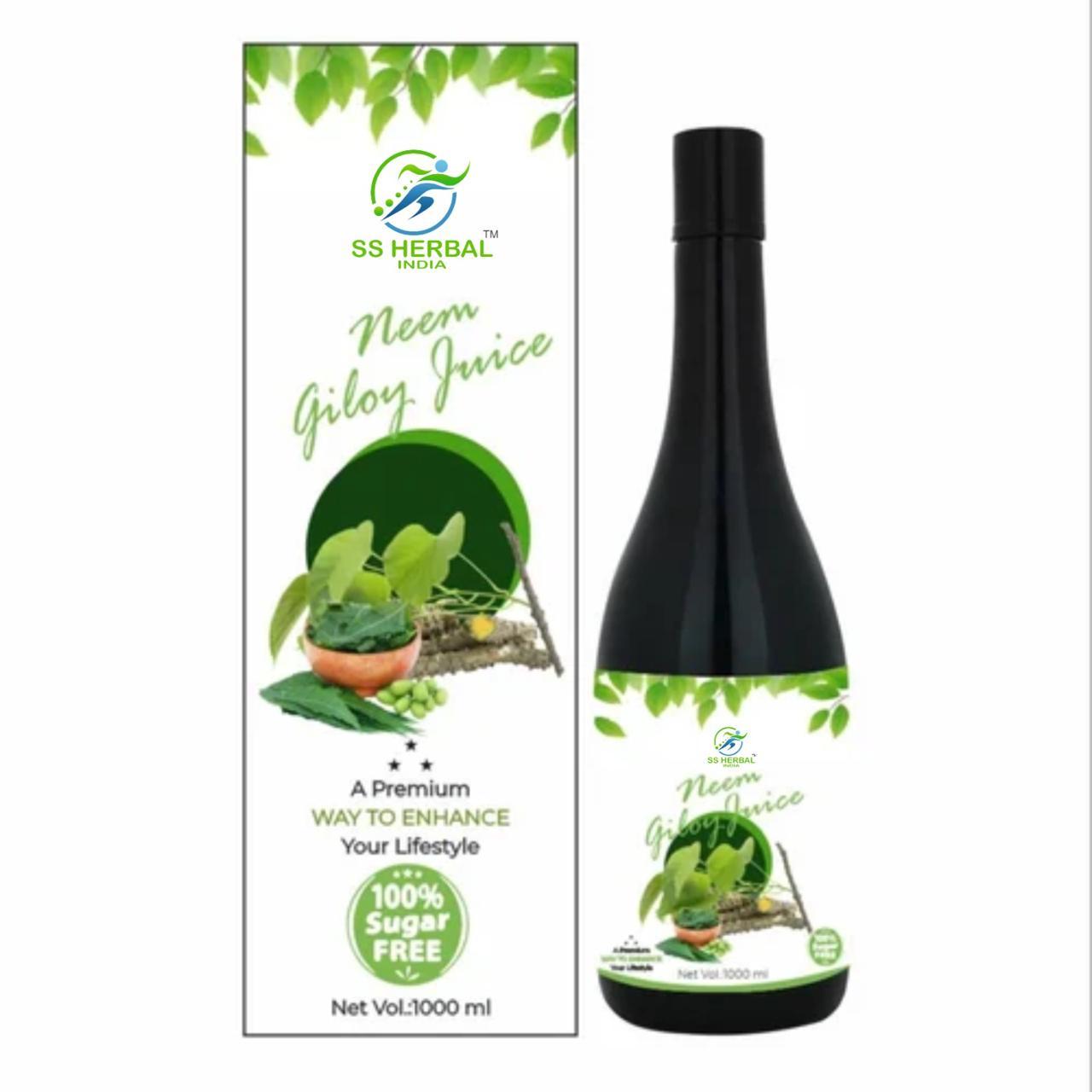 Neem Giloy Juice - 100% Sugar-Free Herbal Juice for Immunity, Detox, and Overall Wellness - 1000ml
